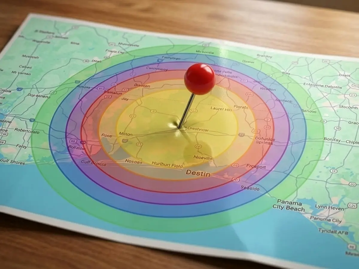 NWFL Service Area Map centered on Baker, FL